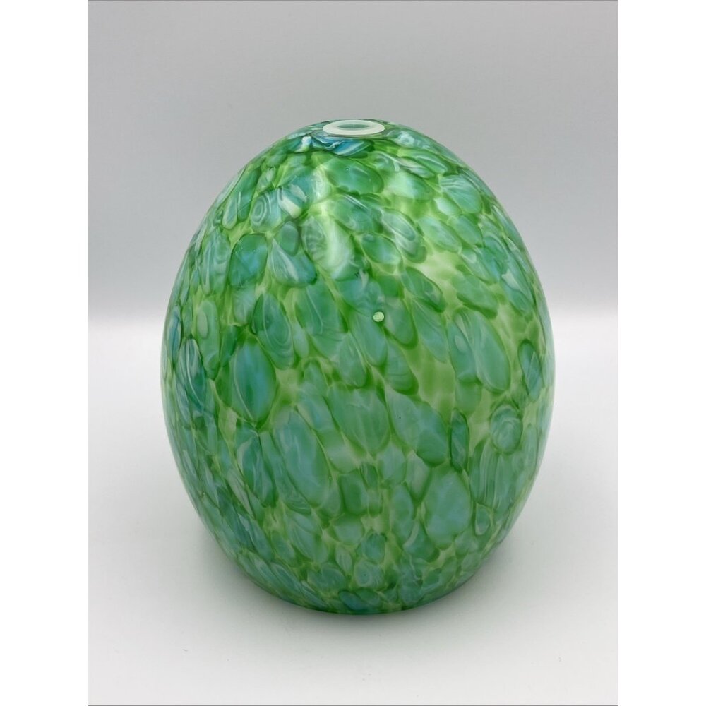 Art Glass Blue Green Swirls Pendant 7” Light Shade Cover Bell Shaped Bar Decor